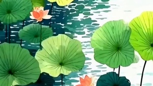 夏天池塘带鱼屏