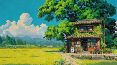 乡村大树小木屋