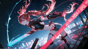 红发双马尾电锯游戏少女