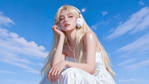 云海听语蓝天少女