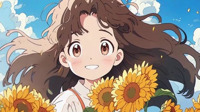 向日葵少女插画