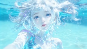 水下眼睛里有星星少女