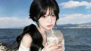 海边奶茶女孩
