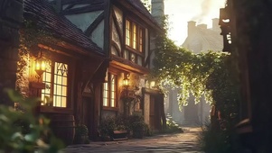 古城小镇傍晚黄昏街道