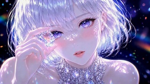 闪耀钻石紫瞳银发美少女