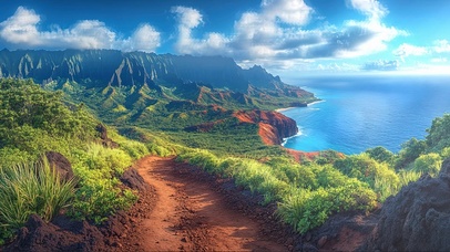 蓝天阳光绿色海岛