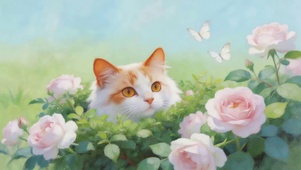 可爱鲜花猫咪