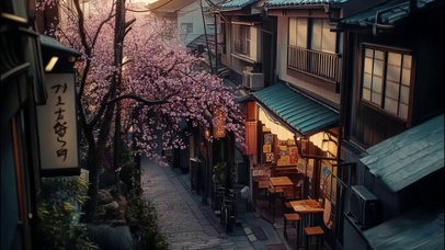 傍晚静谧小镇悠闲商店