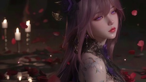 暗夜玫瑰粉发少女