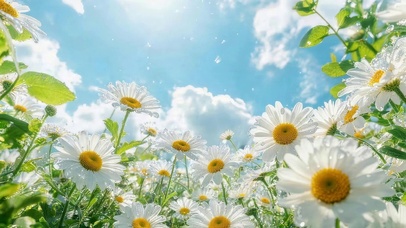 蓝天下鲜花