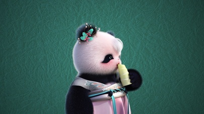 熊非熊偷看屏幕啃竹笋