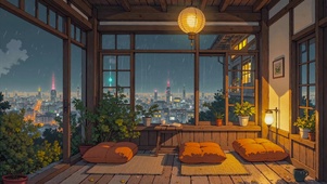 雨夜城市治愈小屋