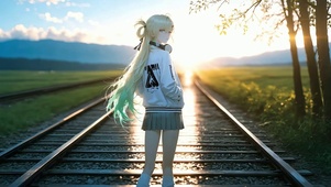 二次元动漫女孩循环动态插画