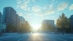 清晨朦胧静谧微光道路