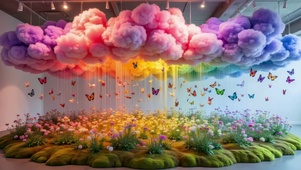 七彩云彩蝴蝶飞舞