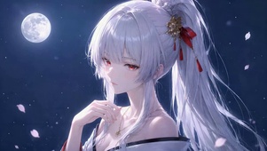 月下银发古风美少女绯雪