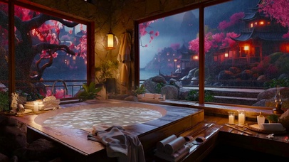 雨天湖边古风木屋 