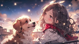 小女孩和狗狗