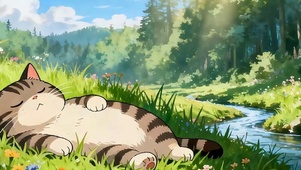 睡着猫咪带鱼屏