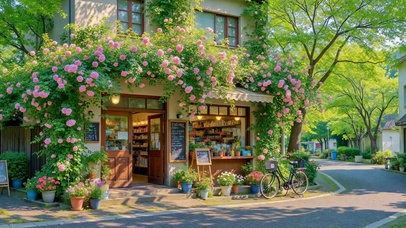 治愈街角蔷薇花小店
