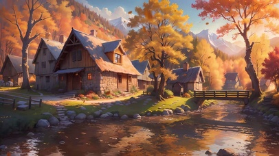 乡村金秋落叶流水