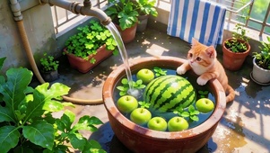 阳台小猫的西瓜