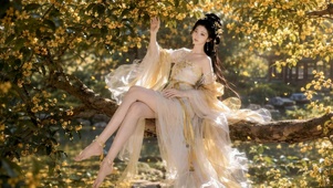 桂树下的古风仙气美女