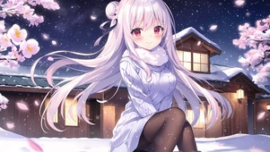 雪中桃花少女