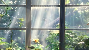 窗边护眼绿景带鱼屏