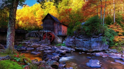 秋天彩色童话小屋