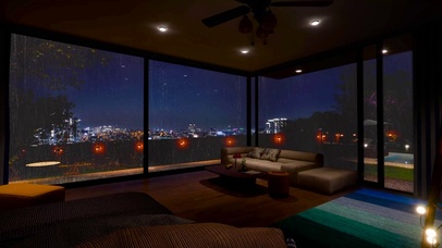 夏日夜晚大雨天房间