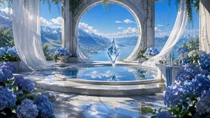 治愈蓝调山湖水晶露台