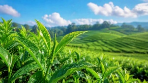 晨露清新茶园自然风光