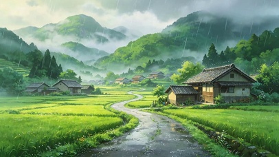 雨中乡村