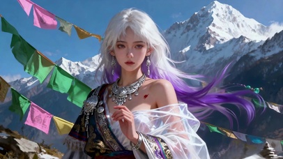 藏族纯欲性感传统服饰白发女孩