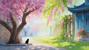小镇樱花树