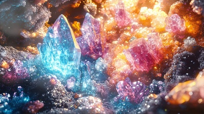 闪耀彩色能量水晶宝石