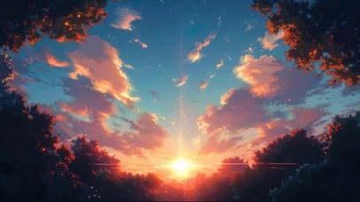 仰望即将落下的夕阳