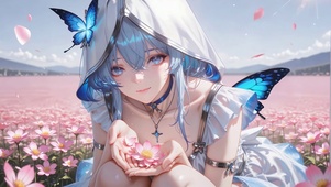 粉色花田守岸人