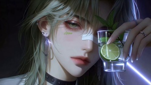青柠冰饮氛围感少女