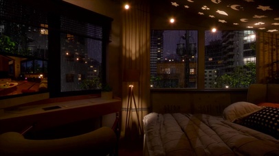 放松雨夜卧室