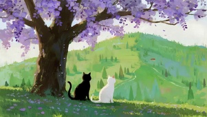 树下看风景的猫咪