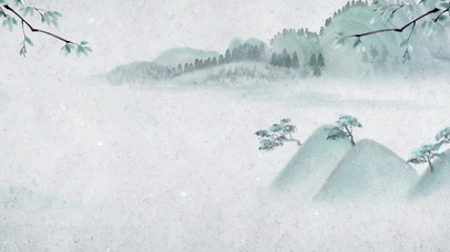 中国风古风水墨远山仙鹤国学