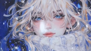 冬日雪景美女插画