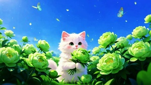 绿牡丹白猫