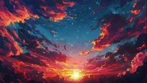 晚霞云彩渐变唯美星空