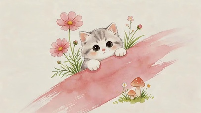 可爱鲜花猫咪