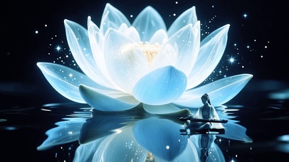 水中绽放的发光莲花