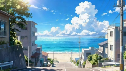 夏日海滨村庄