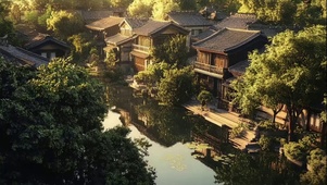 夏日午后水乡古城建筑